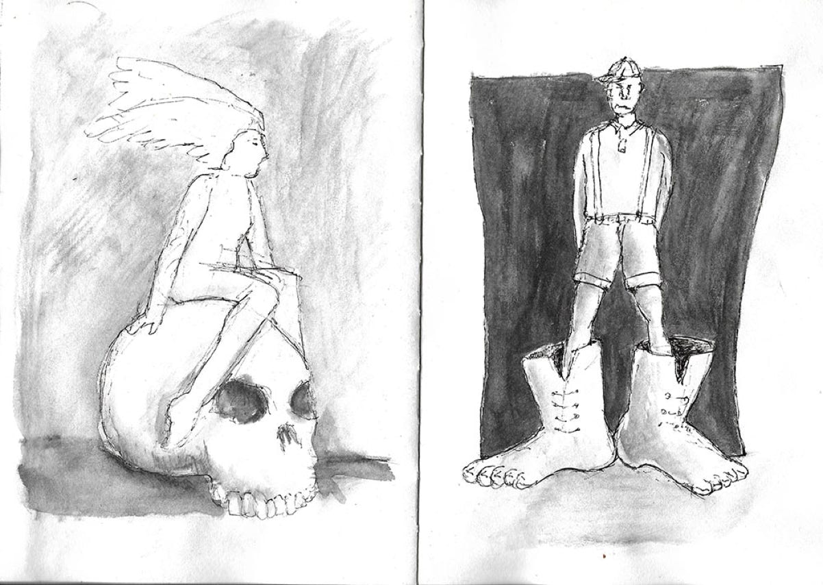 Schädel und Stiefel